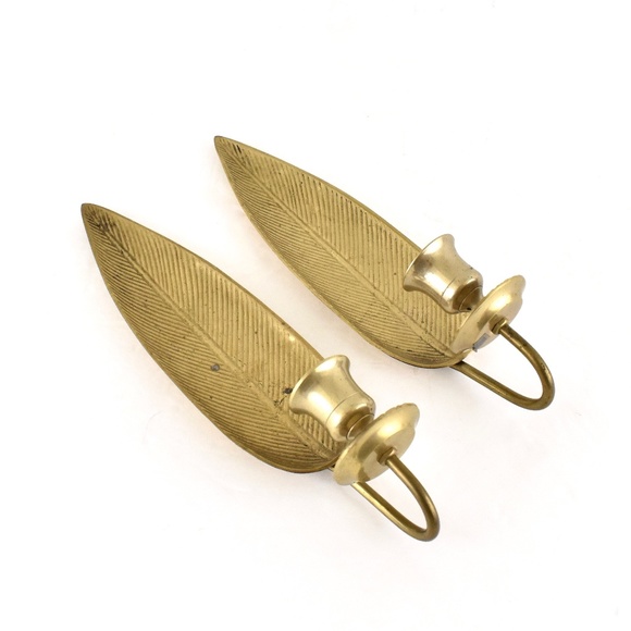 Vintage Brass Other - Vintage Brass Feather Candle Holder Wall Sconces